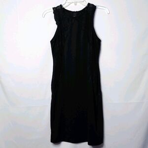 H&M black lace body con sleeveless dress pull on S